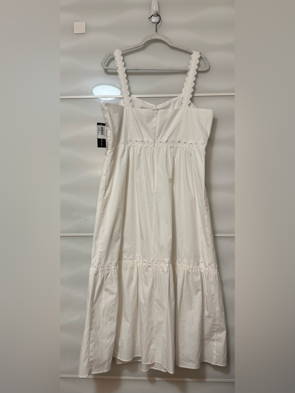 NWT Donna Morgan white cotton midi dress tiered sweetheart XL 16 - Picture 6 of 7